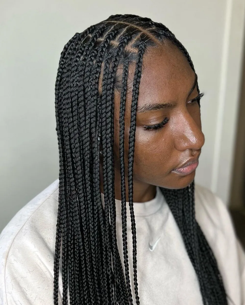 Knotless micro braids très fines au tombé fluide