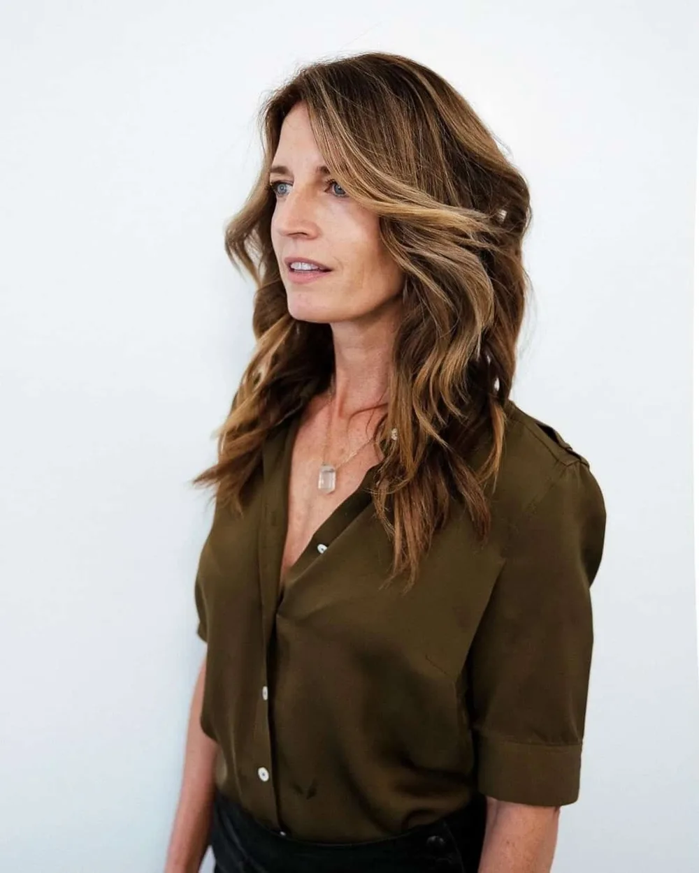 Longs cheveux épais dégradés et texturés