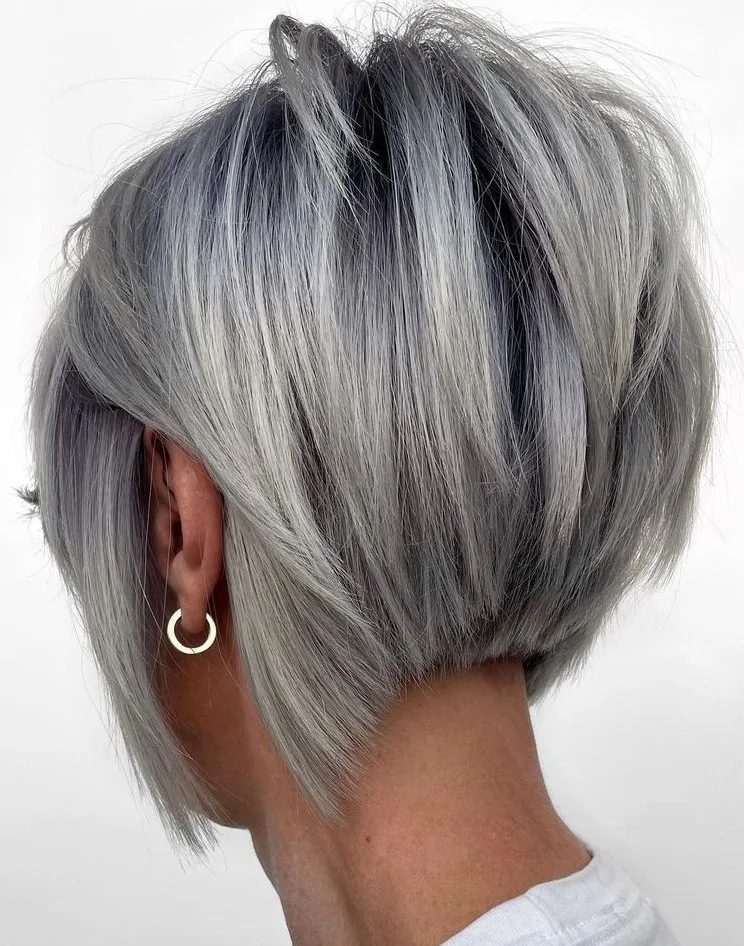 Pixie bob argenté inversé à couches texturées