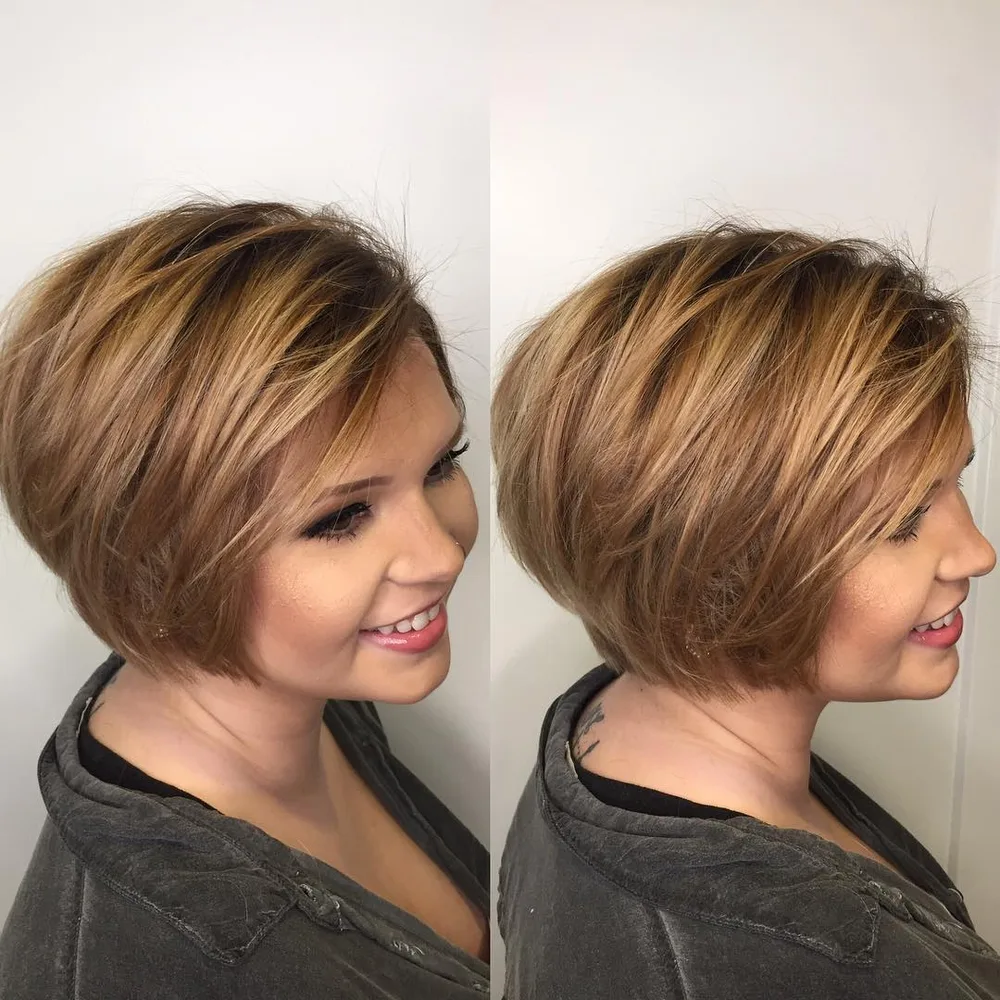 Pixie bob texturé à raie de côté sur visage rond