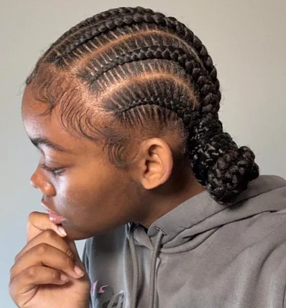 Stitch braids droites vers l'arrière, effet points de couture