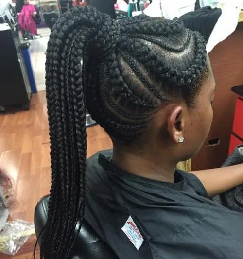 Tresses courbes fines et épaisses en queue-de-cheval haute