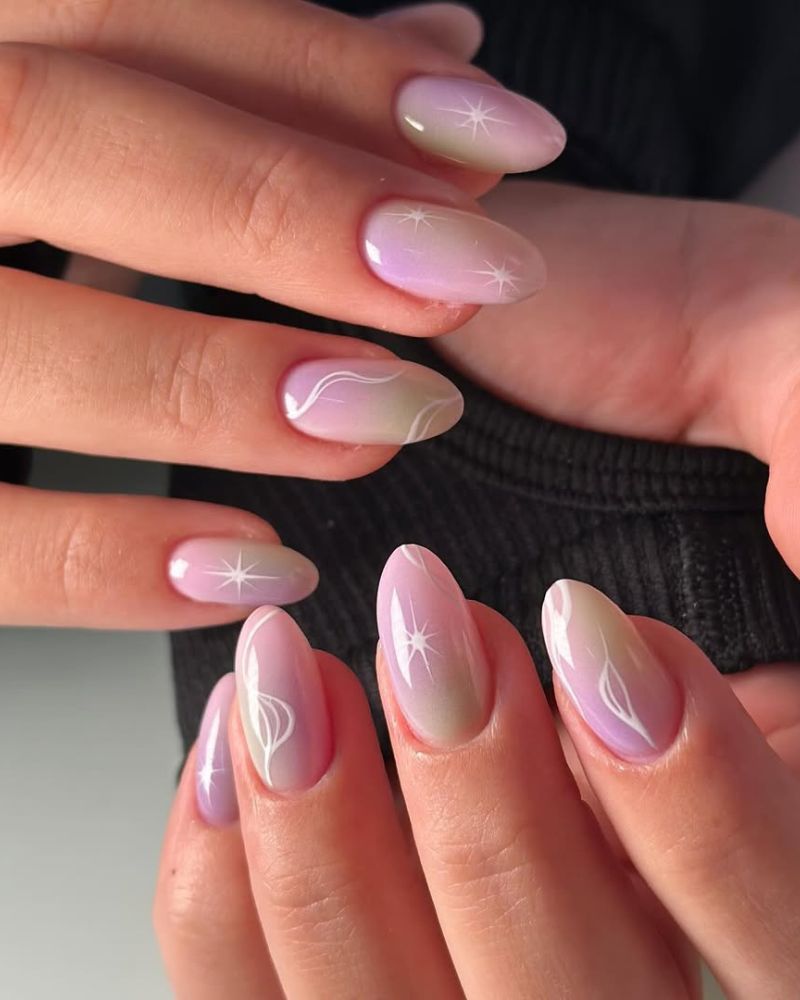 Aura pastel arc-en-ciel Ongles aura pastel multicolore arc-en-ciel